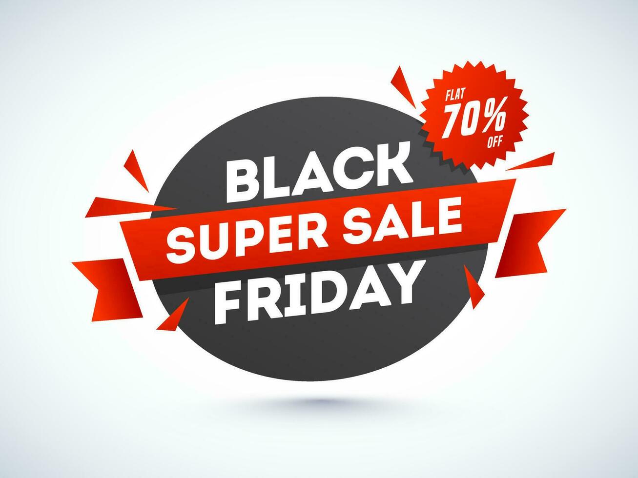 Super Sale poster or banner design with 70 discount offer on white background for Black Friday. vector