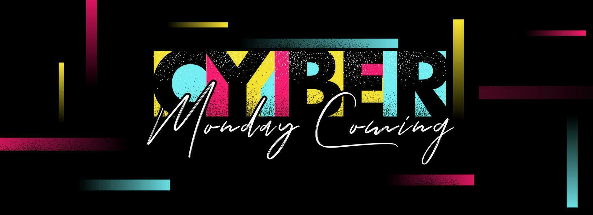 Website header or banner design with colorful stylish text Cyber Monday Coming on abstract background. vector