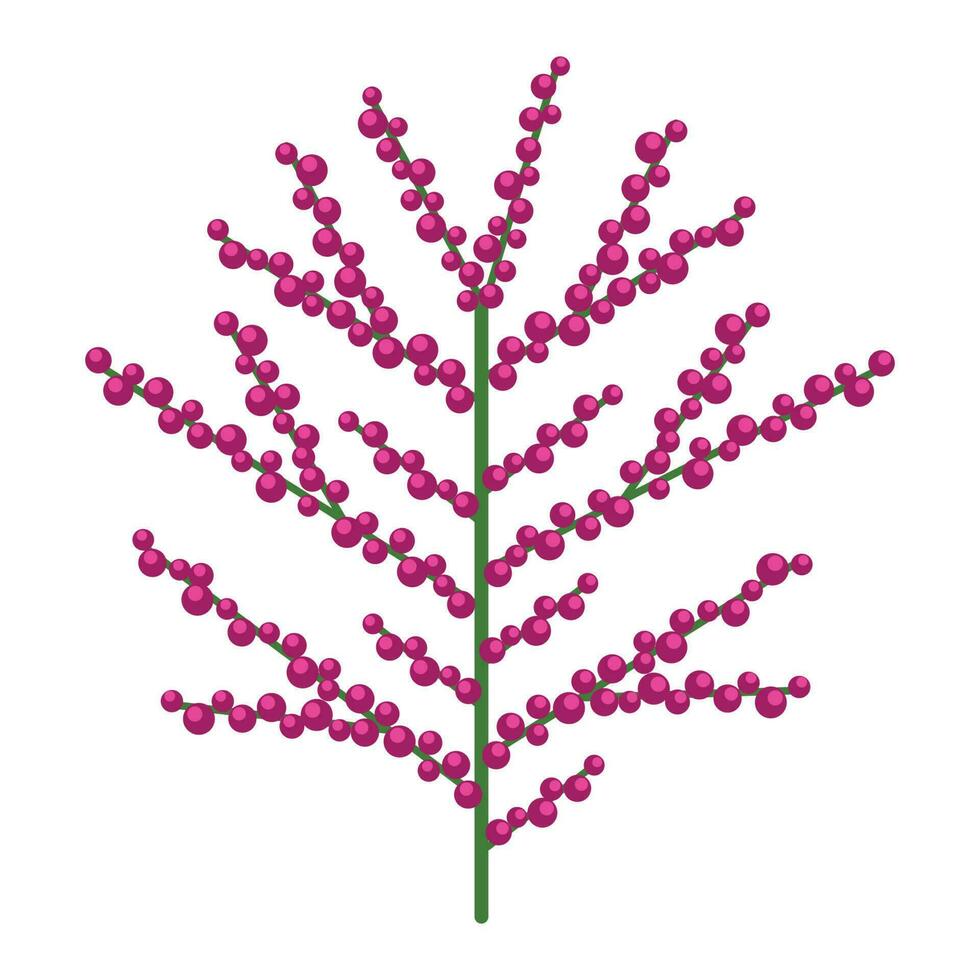 sencillo minimalista brillante verde rama con rosado bayas. flor colección de vistoso plantas para estacional decoración . estilizado íconos de botánica. valores vector ilustración en plano estilo