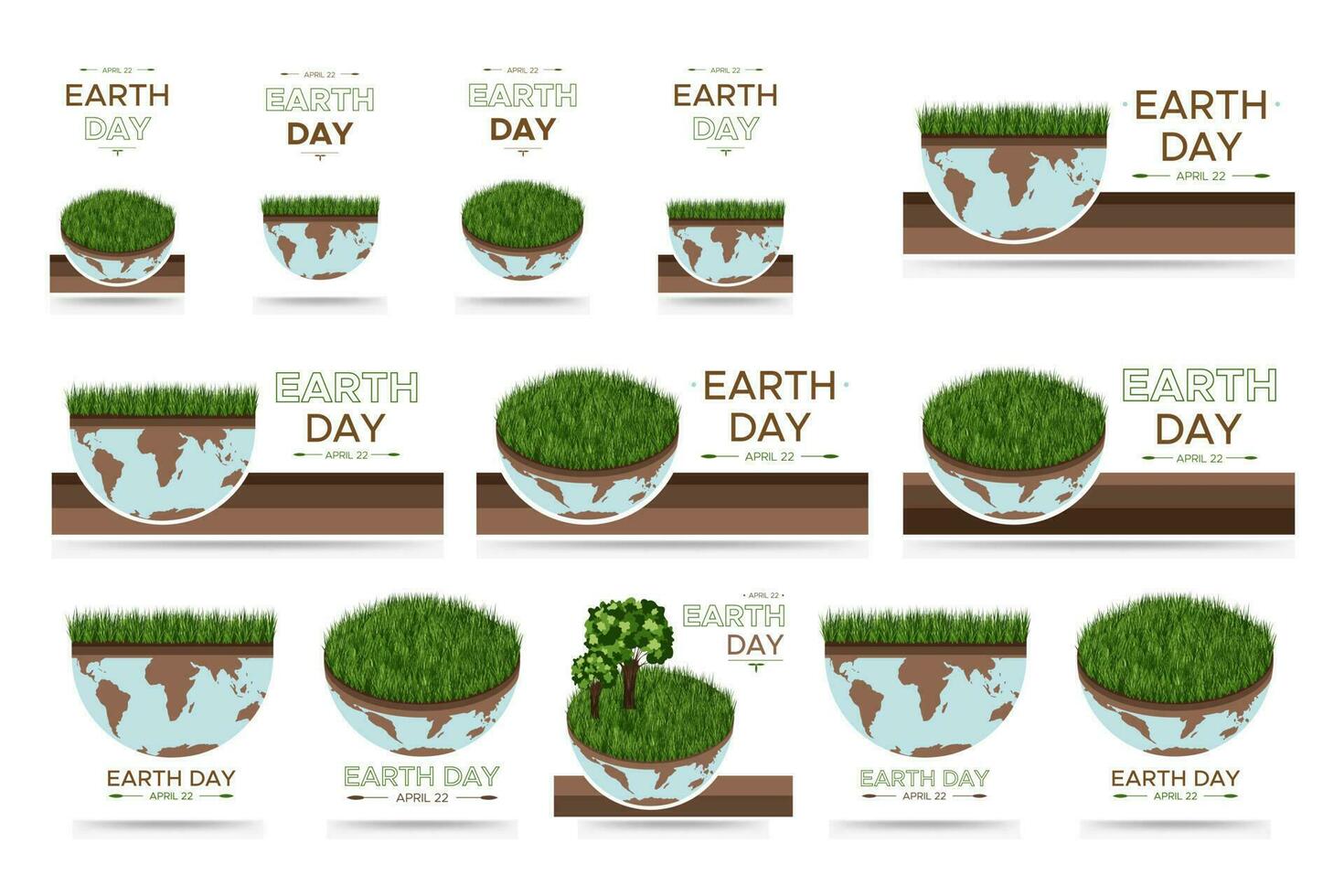 Happy Earth day - set of vector eco illustrations of an environmental concept to save the world. Concept vision on the theme of saving the planet. Suitable for social media post, stories, web banner.