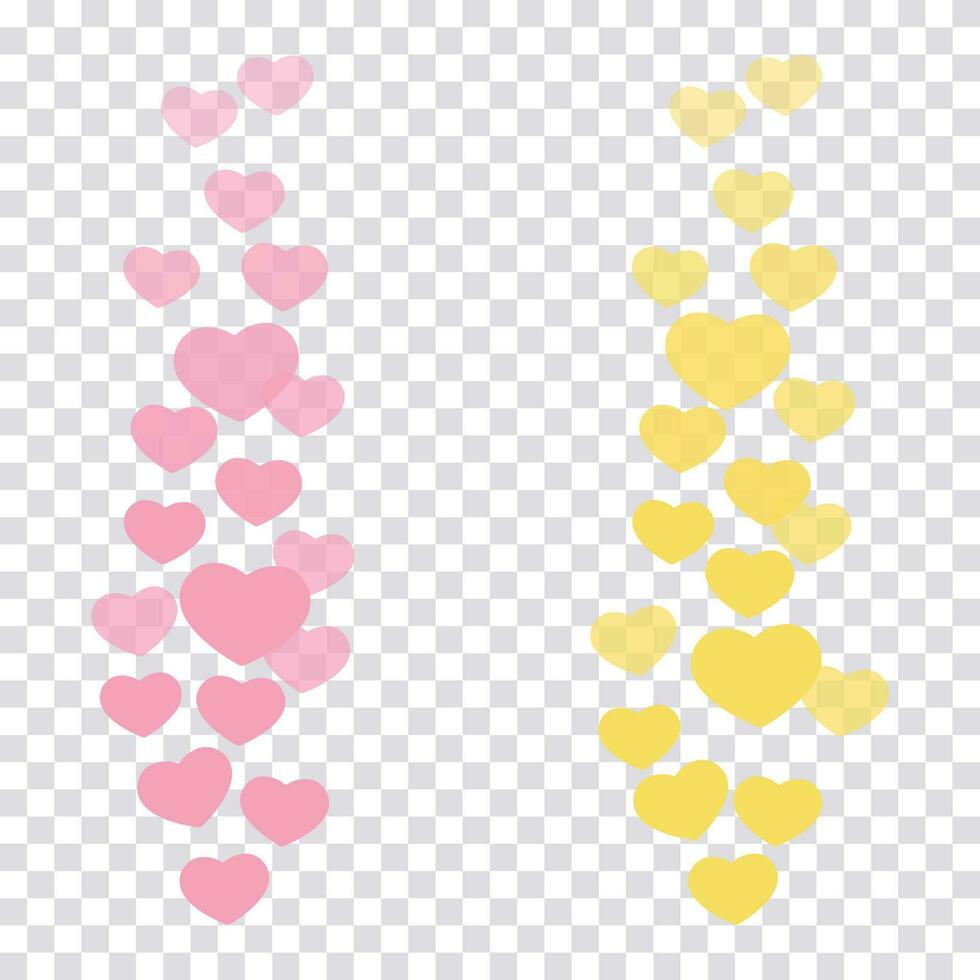 un conjunto de gustos en el En Vivo corriente es un volador arriba icono corazón. el gustos usuario mostrador para en línea vídeos rosado y amarillo corazones en de moda pastel colores. vector ilustración para social medios de comunicación