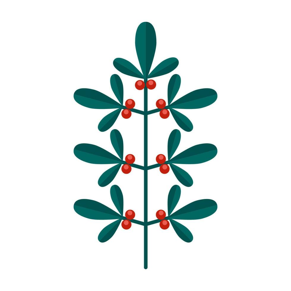 sencillo minimalista verde rama de arándanos con hojas y rojo bayas. floral colección de elegante plantas para estacional decoración . estilizado íconos de botánica. valores vector ilustración