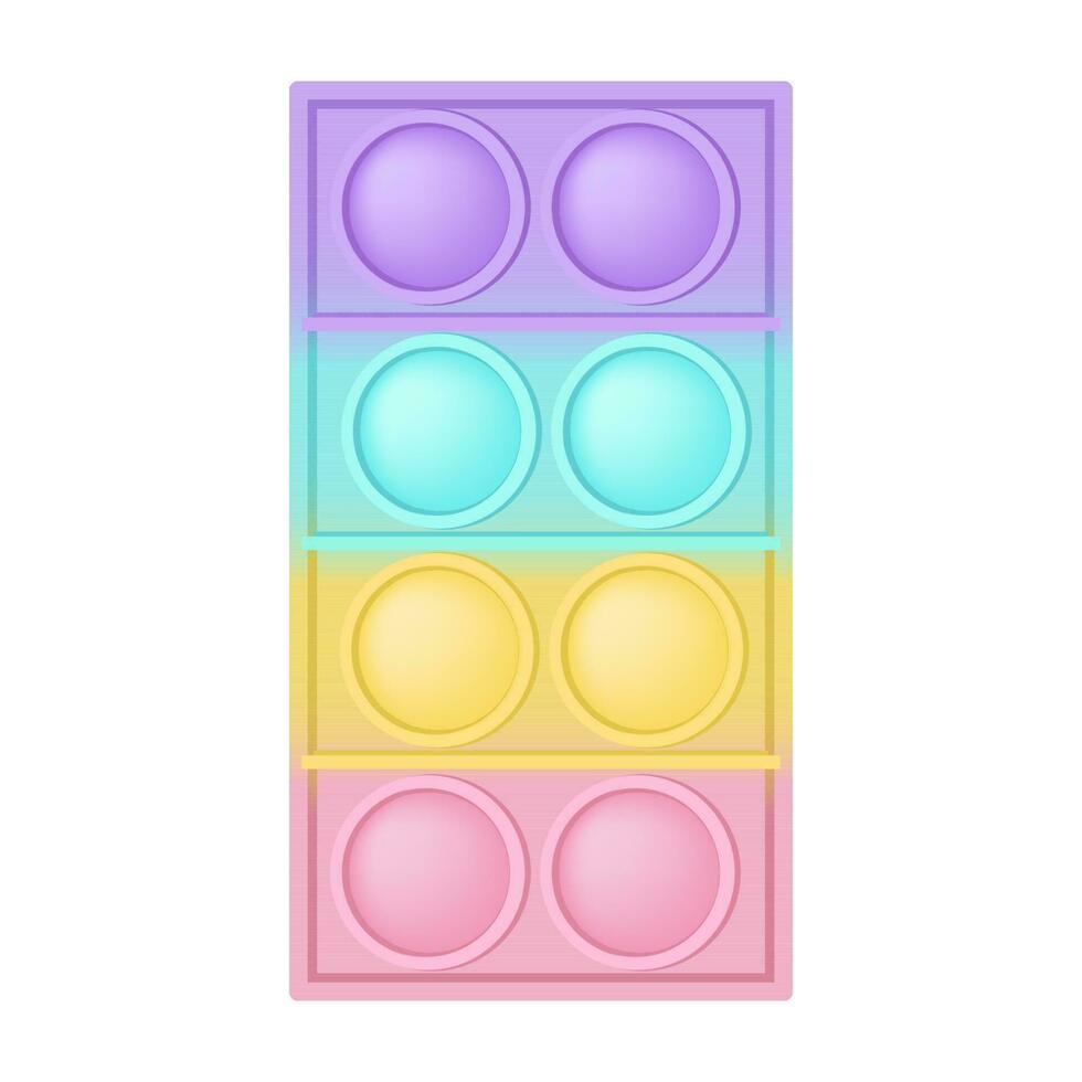 Popping toy figure rectangle silicon toy for fidgets. Addictive anti-stress toy in pastel pink color. Bubble sensory developing toy for kids fingers. Vector illustration isolated