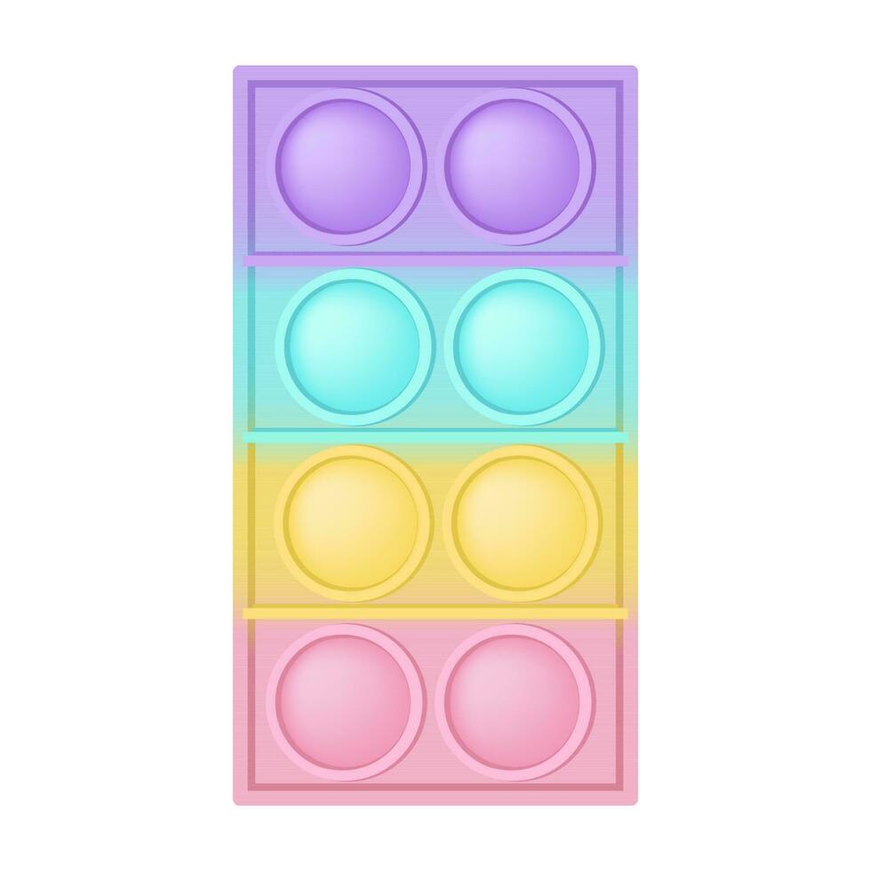 Popping toy figure rectangle silicon toy for fidgets. Addictive anti-stress toy in pastel pink color. Bubble sensory developing toy for kids fingers. Vector illustration isolated