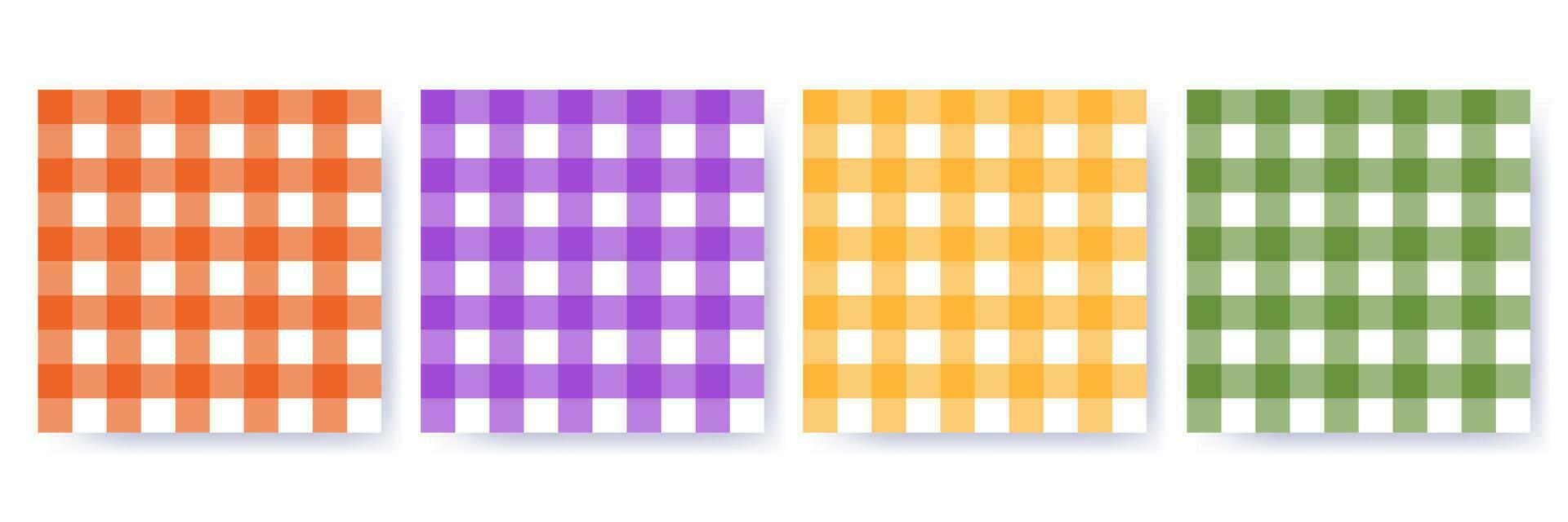 Halloween gingham seamless pattern set in traditional colors. Vichy plaid design for autumn holiday textile decorative. Checked pattern for fabric - picnic blanket, tablecloth, shirt, napkin vector