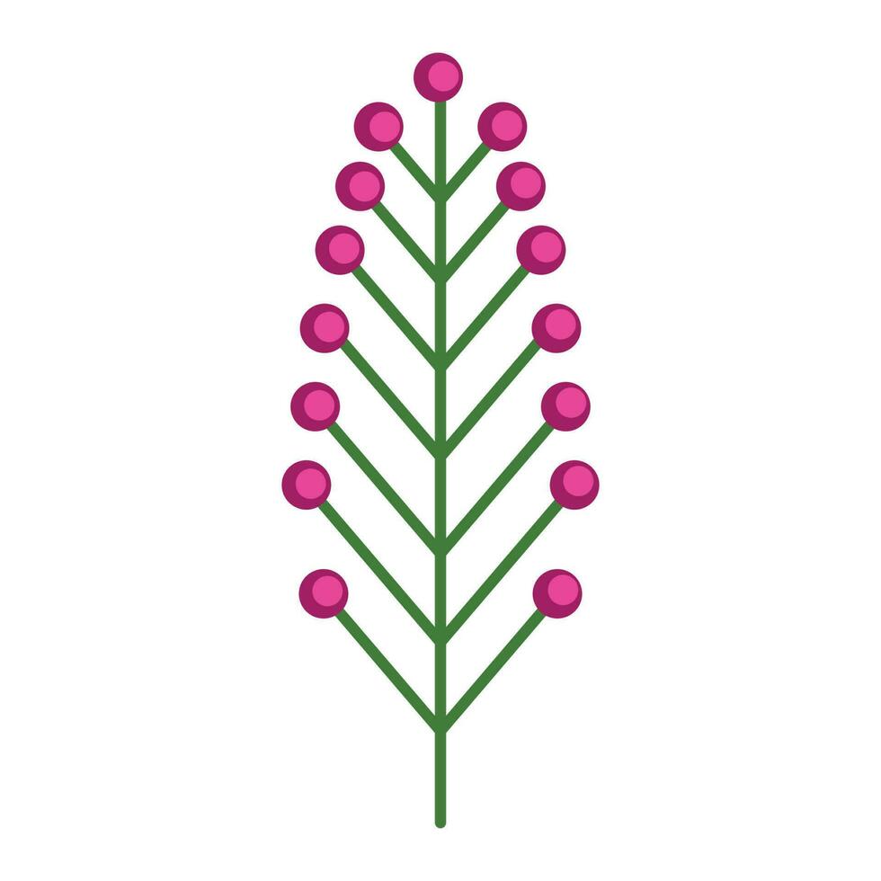 sencillo minimalista brillante verde rama con rosado bayas. flor colección de vistoso plantas para estacional decoración . estilizado íconos de botánica. valores vector ilustración en plano estilo