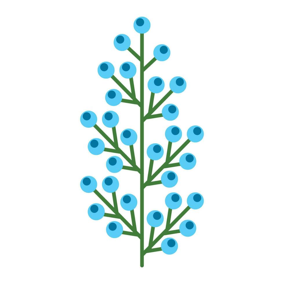 verde rama de arándano con azul bayas sencillo minimalista floral colección de vistoso elegante plantas para estacional decoración. estilizado íconos de botánica. valores vector ilustración