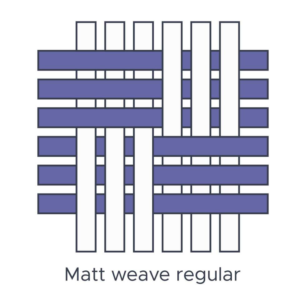 Fabric matt weave regular type sample. Weave samples for textile education. Collection with pictogram line fabric swatch. Vector illustration in flat icon style with editable stroke.