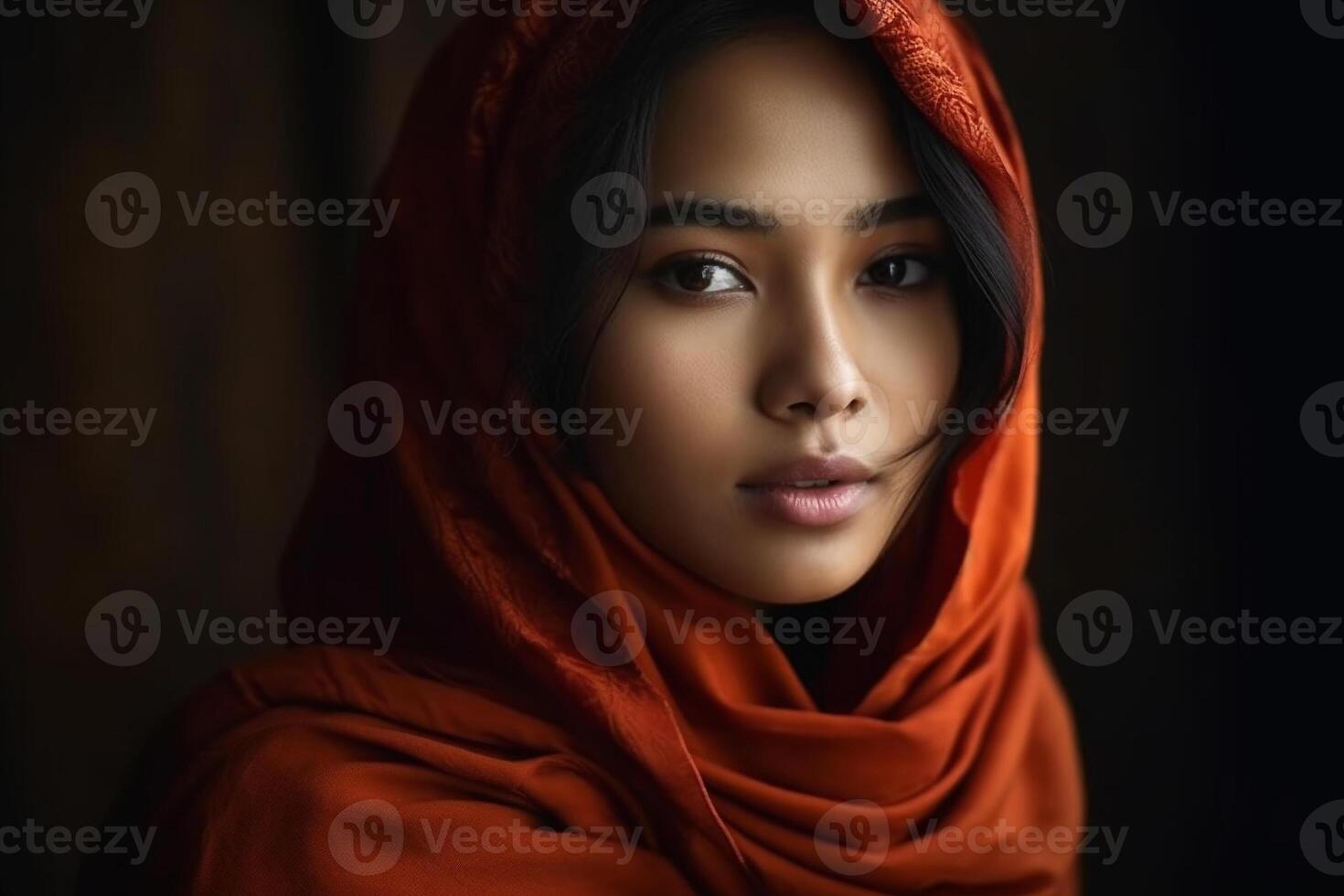 Portrait of beautiful asian muslim woman wearing traditional clothing. . photo