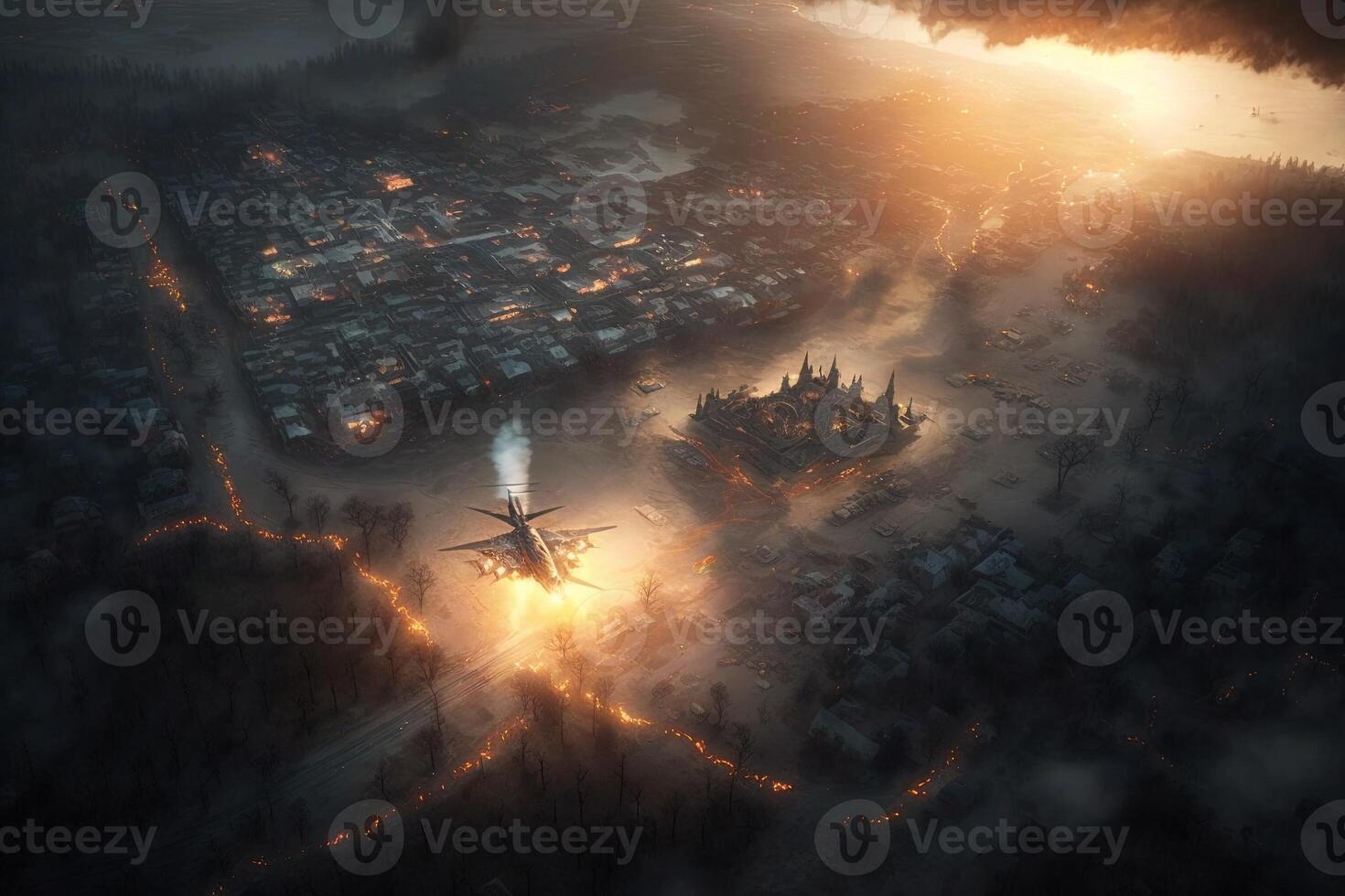 russia aerial attack to ukraine illustration photo