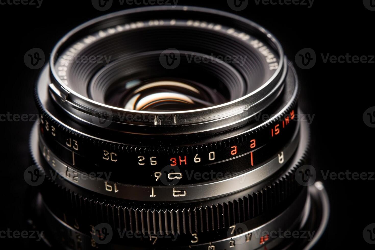 camera lens detail on black background illustration photo