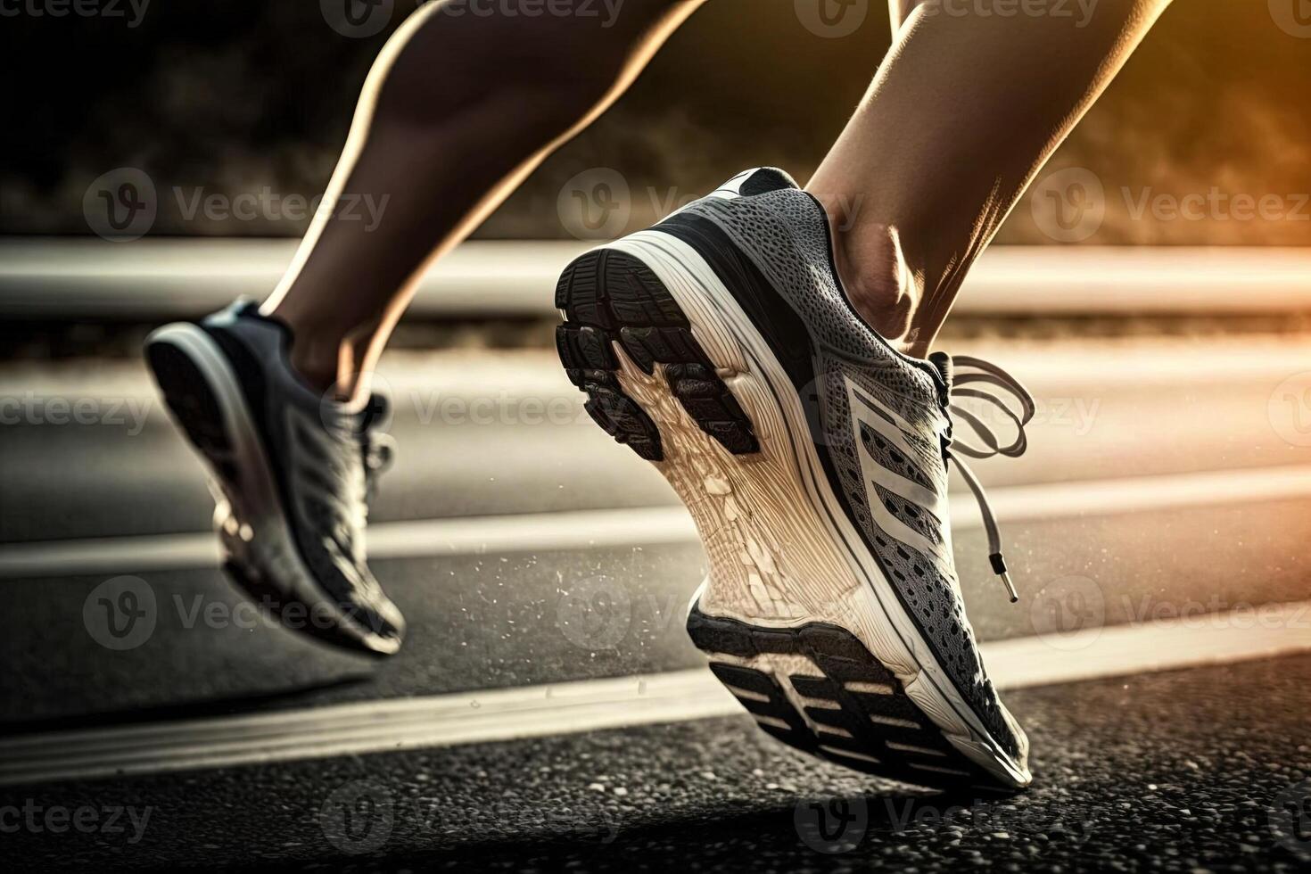 runner girl feet running on road close up illustration photo