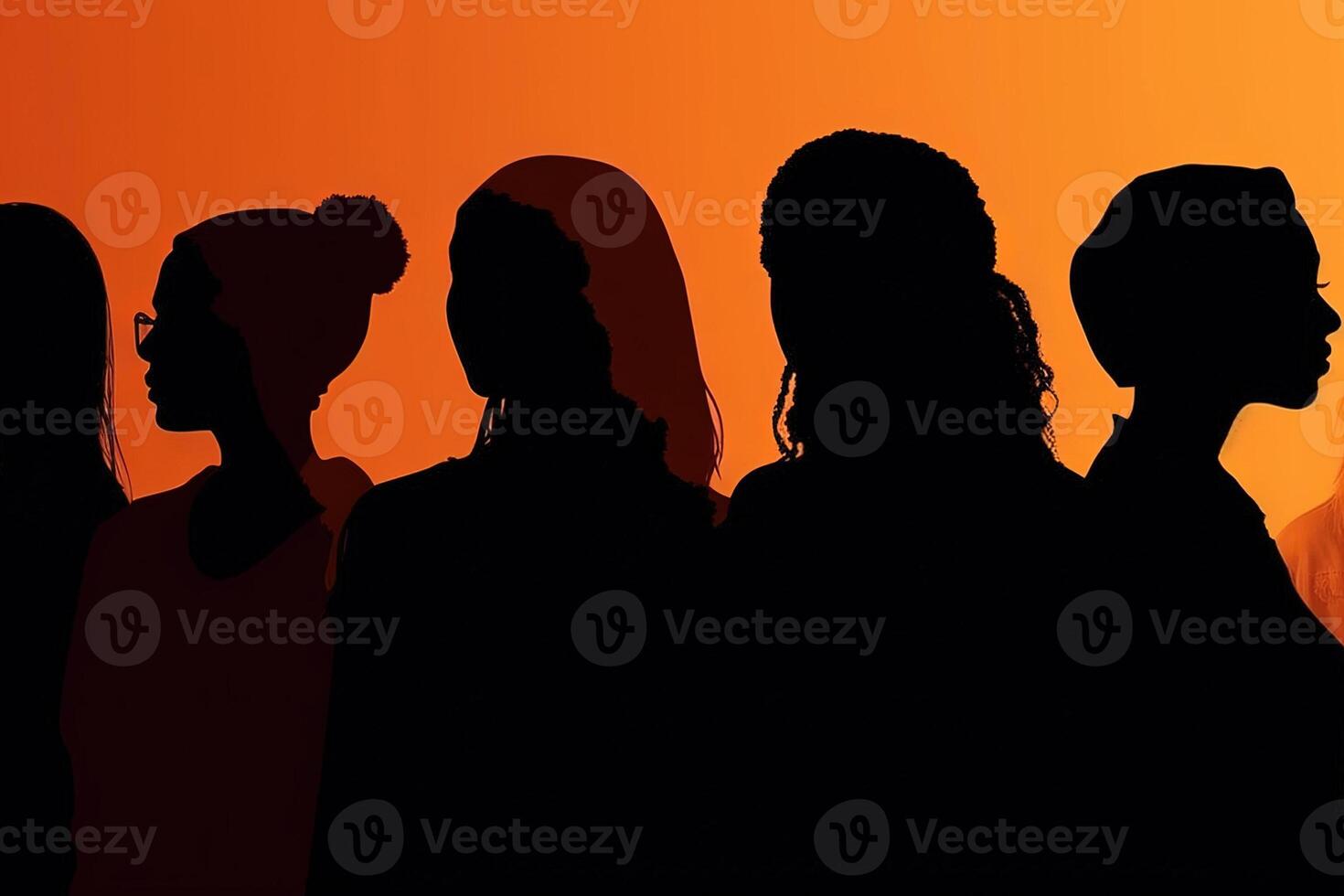 profile silhouette of women on colorful background illustration photo