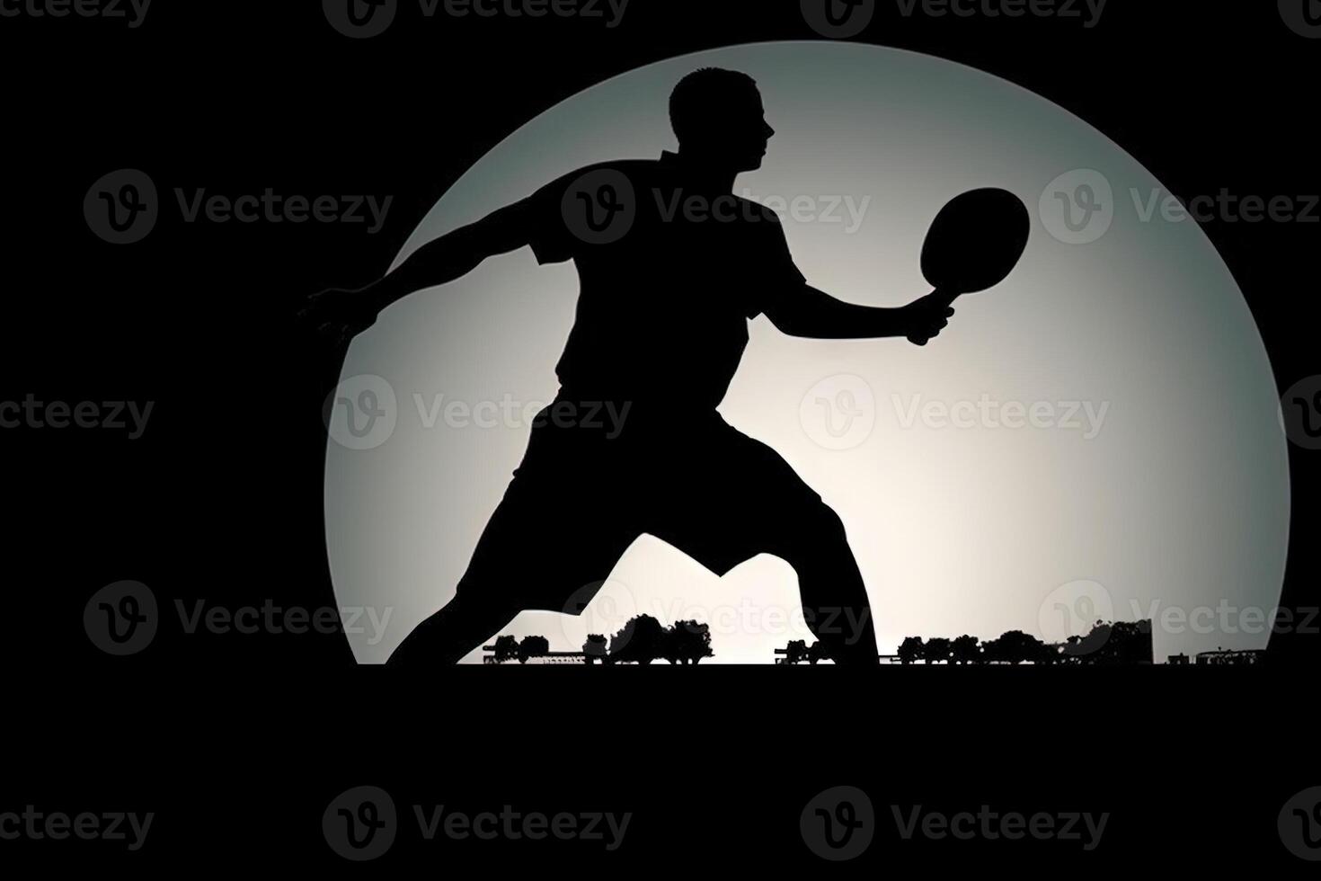 Silhouette outline of a man playing pickleball illustration photo