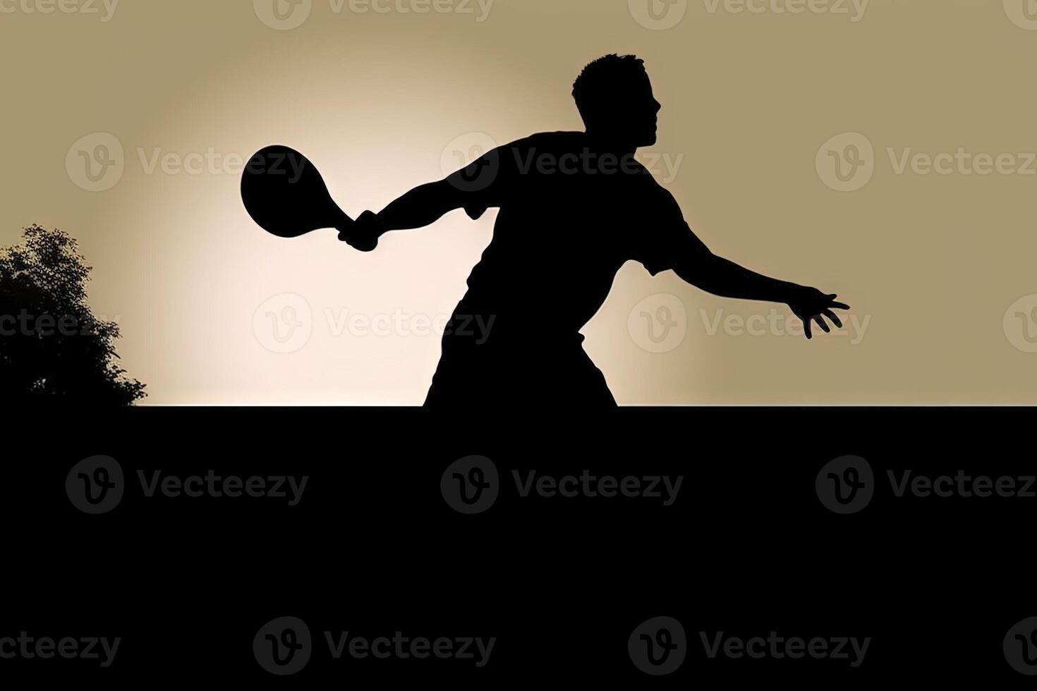 Silhouette outline of a man playing pickleball illustration photo