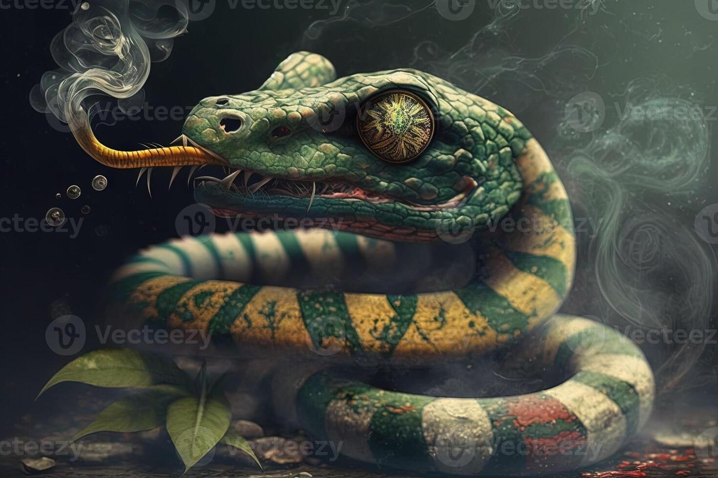 serpiente animal de fumar marihuana hierba ilustración generativo ai foto