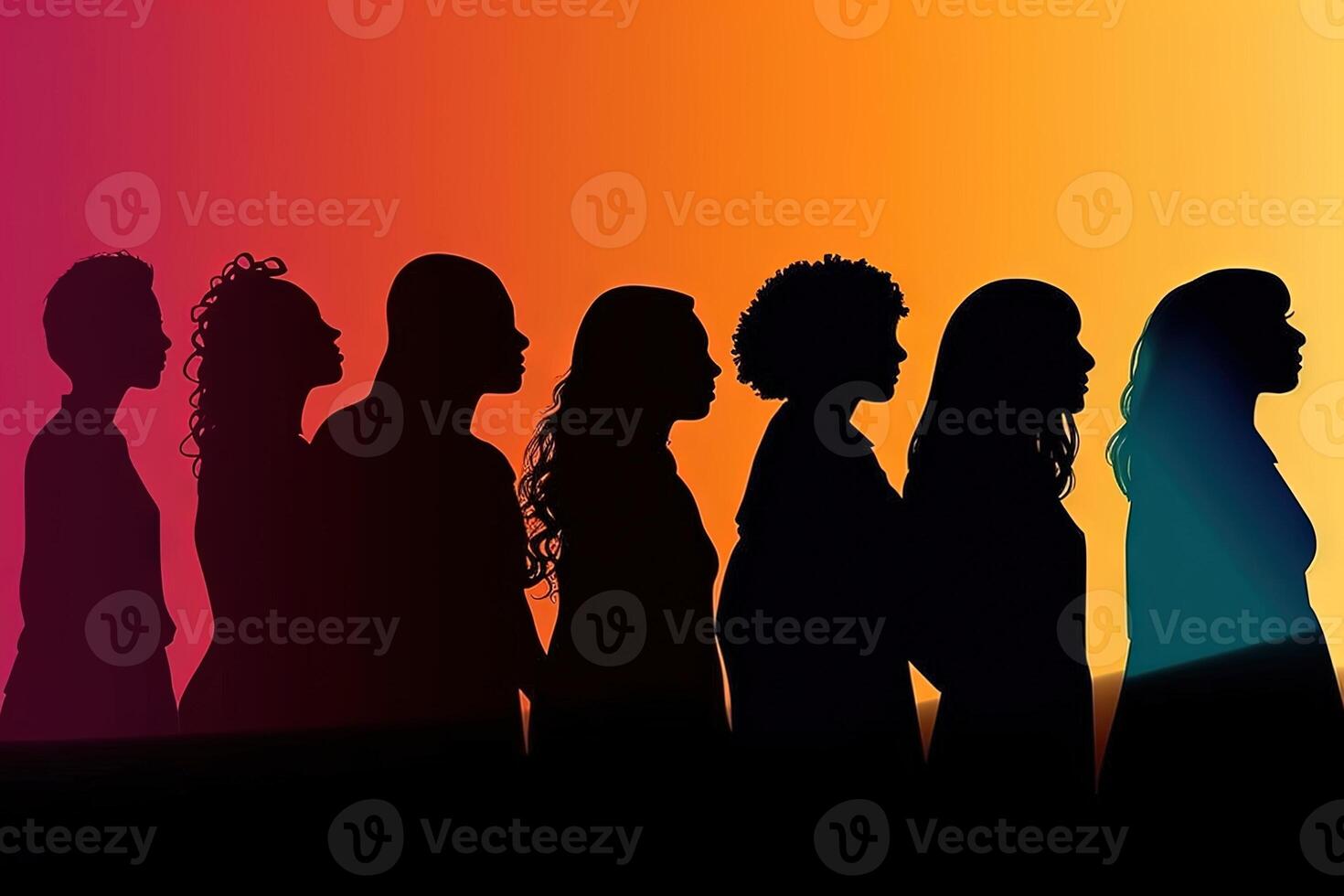 profile silhouette of women on colorful background illustration photo