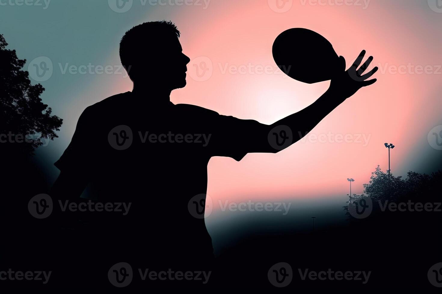 Silhouette outline of a man playing pickleball illustration photo
