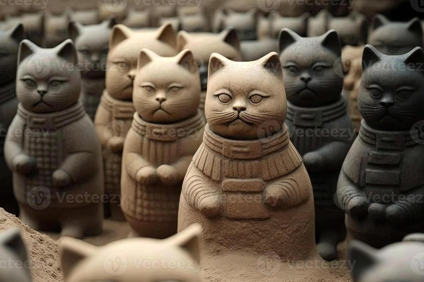 terracota Ejército estatua gato famoso escultura ilustración generativo ai foto