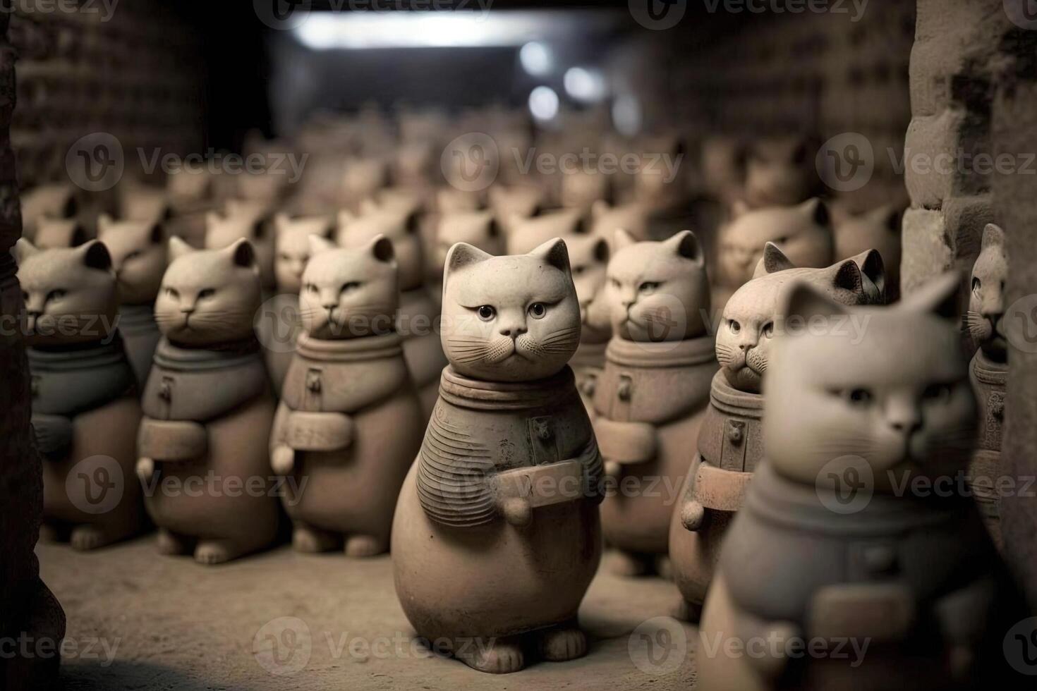 terracota Ejército estatua gato famoso escultura ilustración generativo ai foto