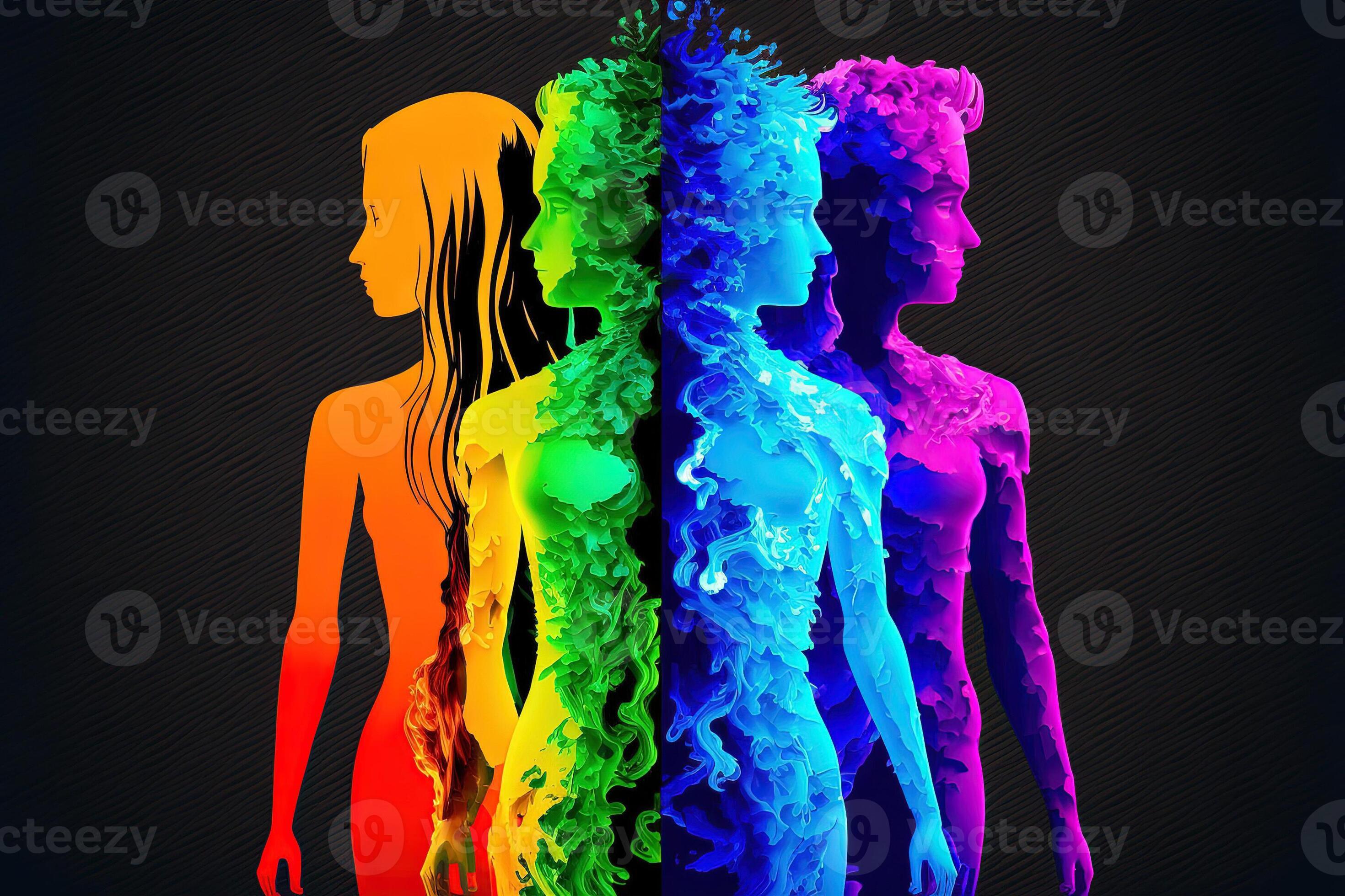 Gender spectrum abstract concept of human diversity using different colors illustration 23967236 