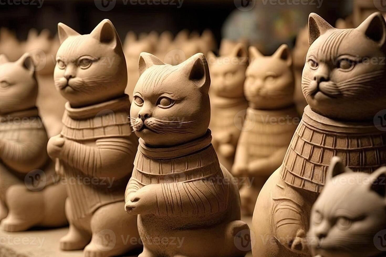 terracota Ejército estatua gato famoso escultura ilustración generativo ai foto