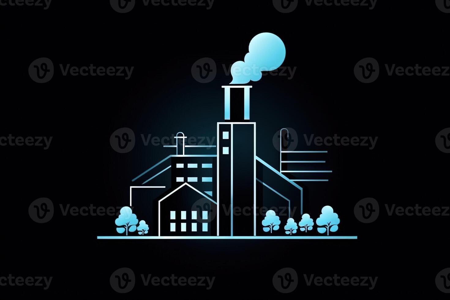 Factory icon isolated on Black industrial design illustration photo