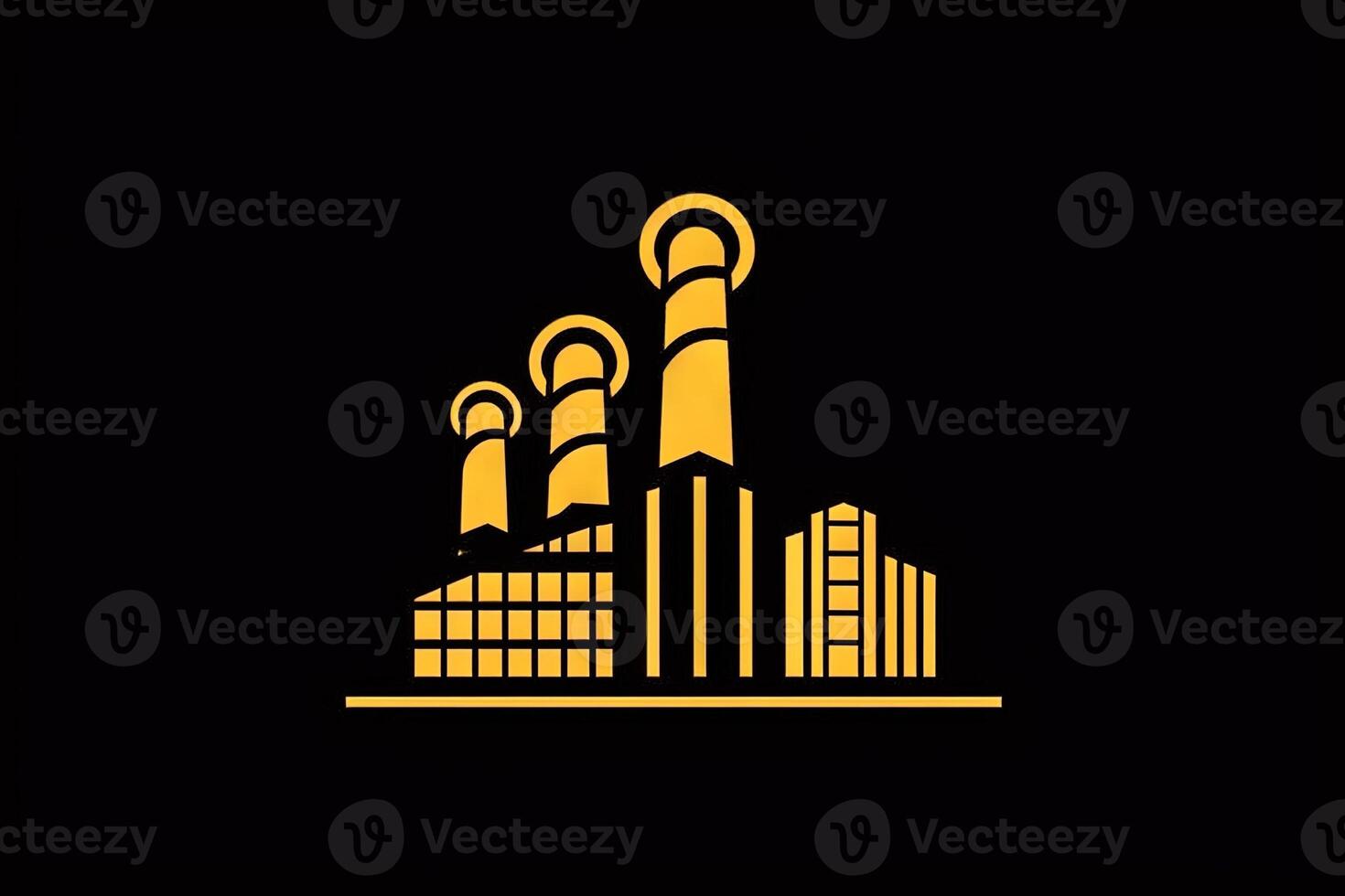 Factory icon isolated on Black industrial design illustration photo
