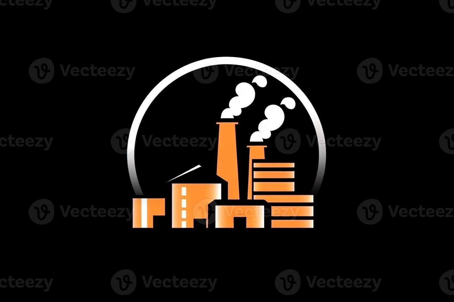 Factory icon isolated on Black industrial design illustration photo