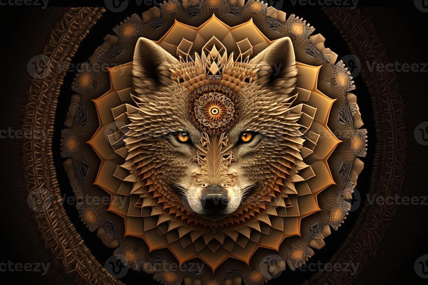 Wolf Animal mandala fractal illustration photo