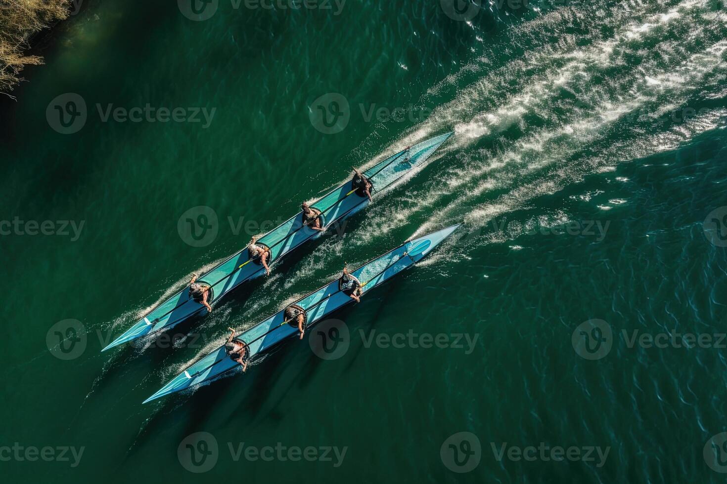 Aerial drone top down women rowing team illustration photo