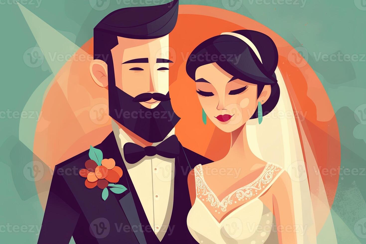 Boda Pareja icono ilustración generativo ai foto