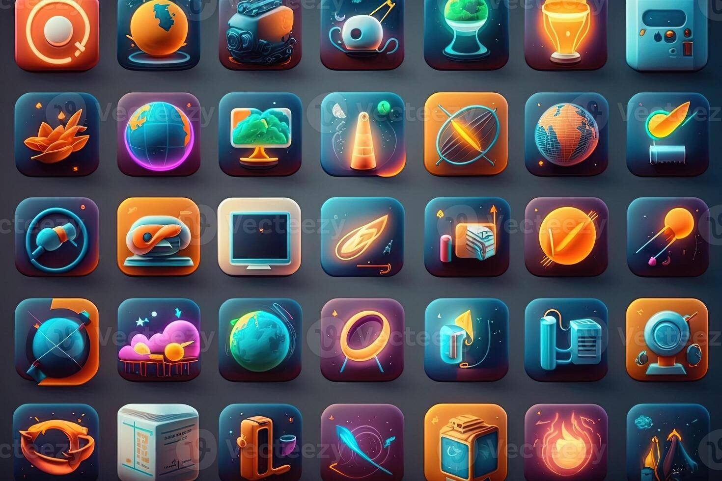 Catchy and lively icons with motion, strong colors, and a joyful aspect that makes users want to play and explore illustration photo