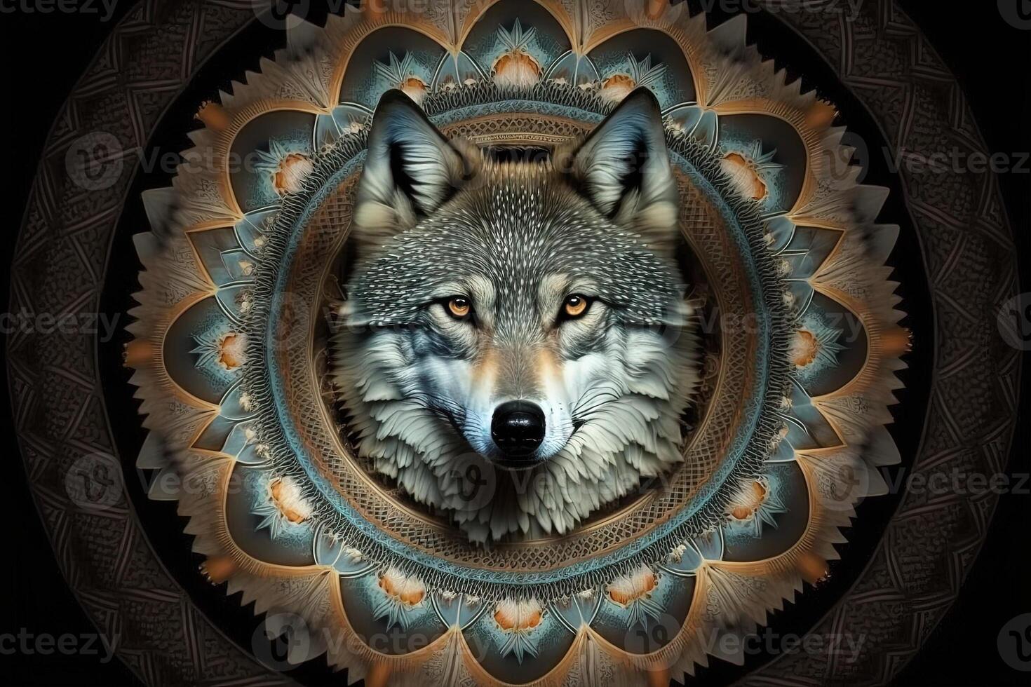 Wolf Animal mandala fractal illustration photo