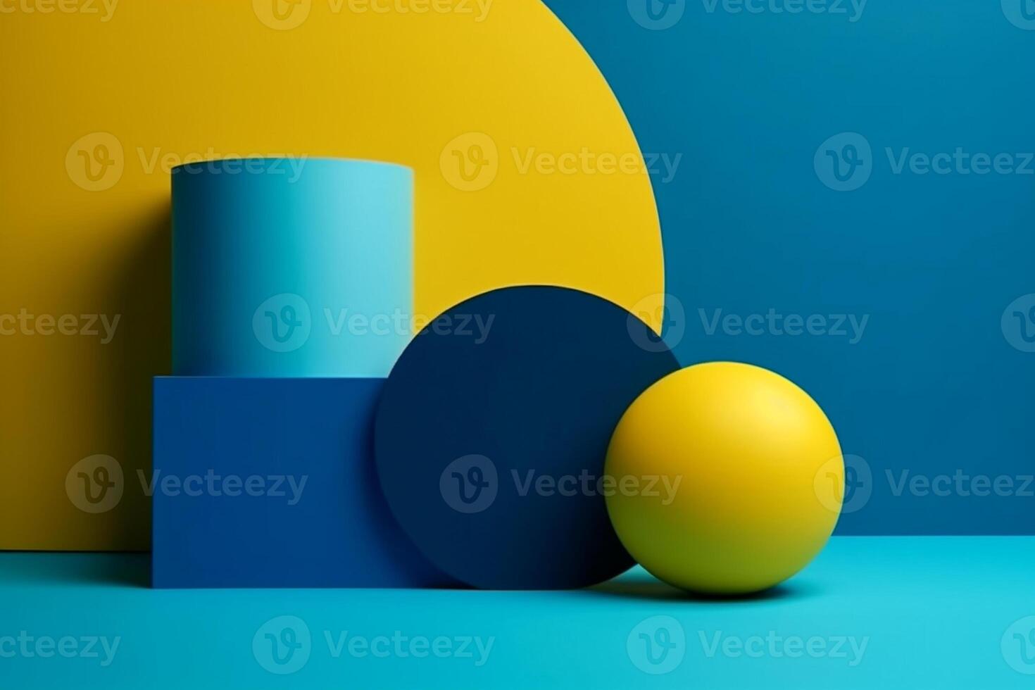 geométrico resumen dos color, azul y amarillo ai generado foto