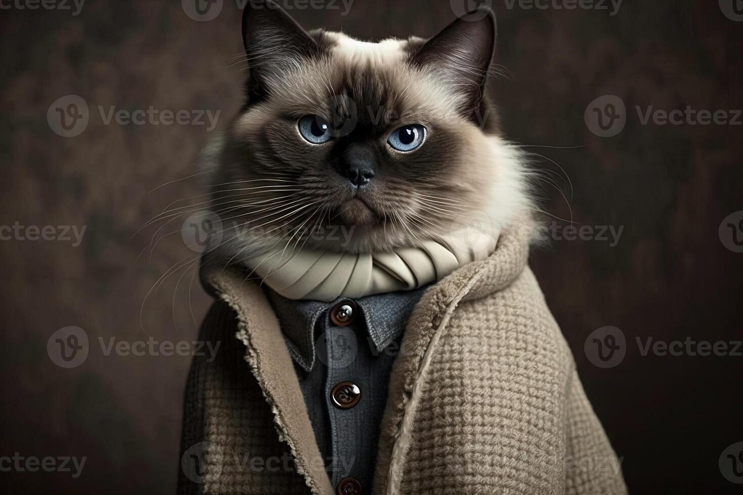 cat Modeling for a luxury line of high end cat clothing illustration photo