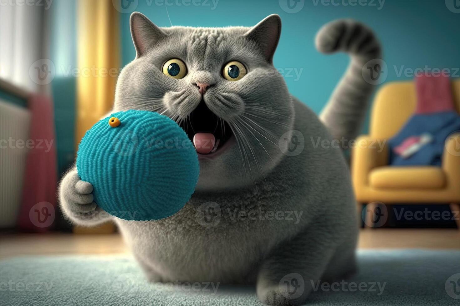 gato modelado a anunciar un gato juguete, demostración apagado cómo mucho divertido el juguete es ilustración generativo ai foto