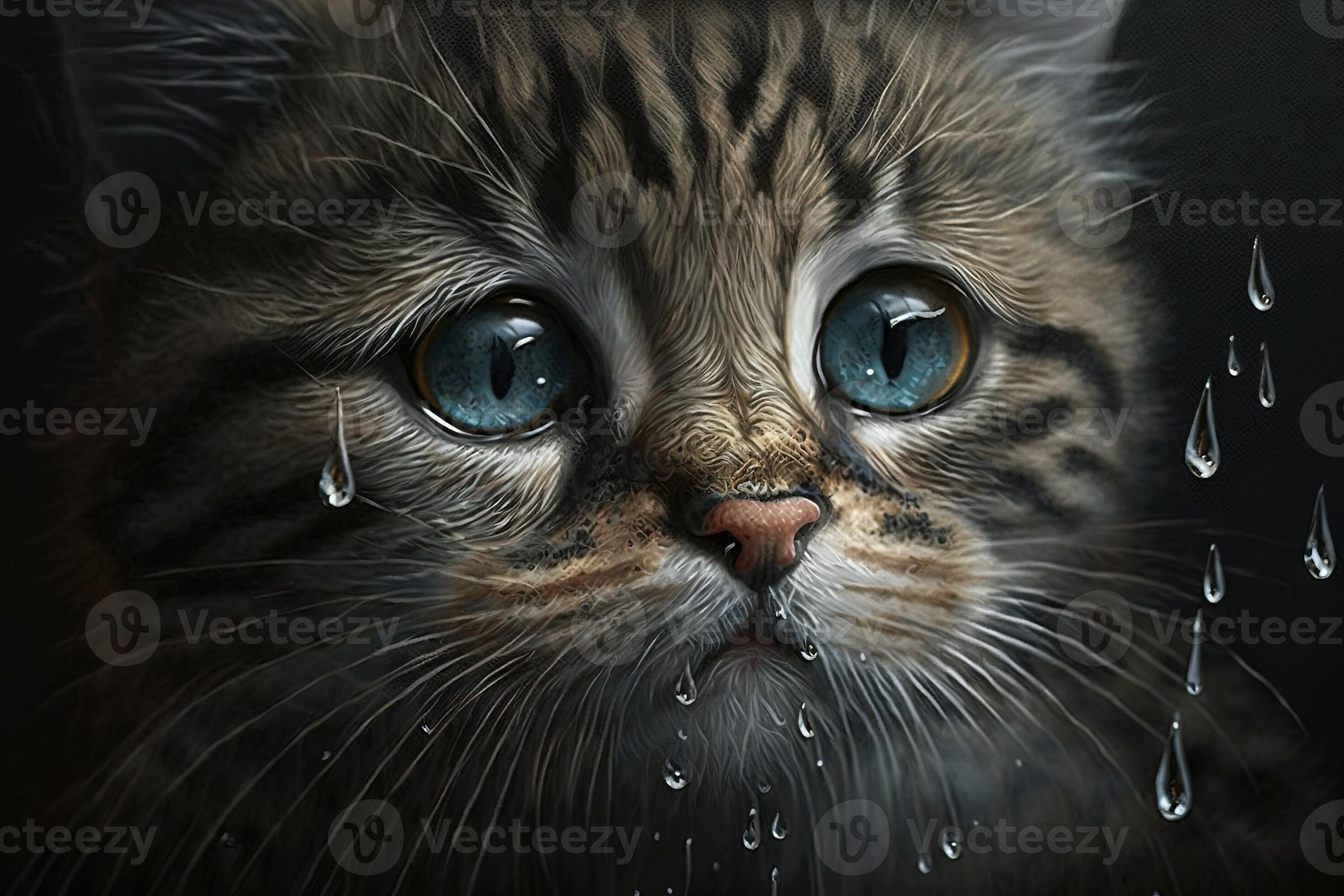 cat crying big tears illustration 23967746 Stock Photo at Vecteezy