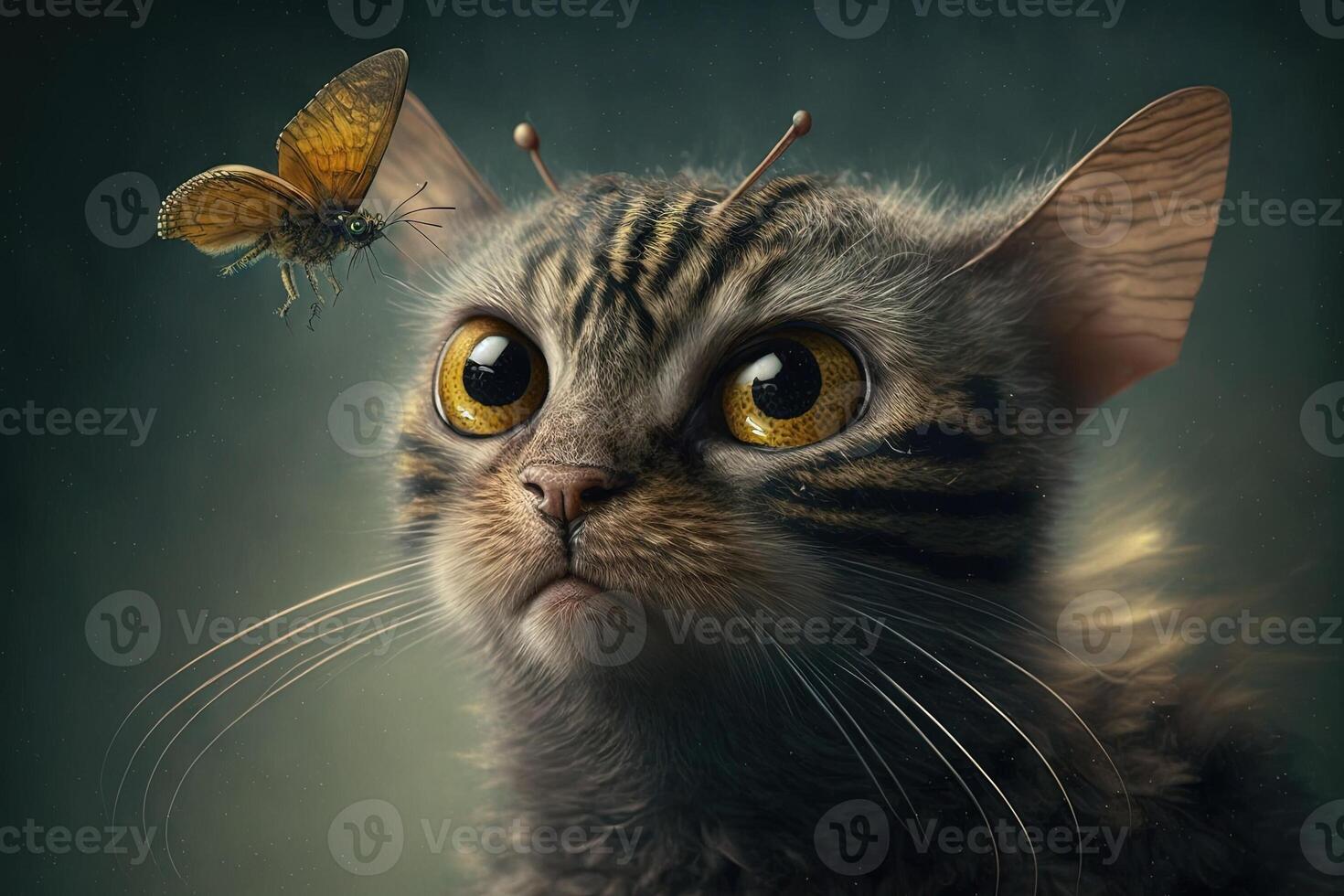 cat is a fly illustration photo