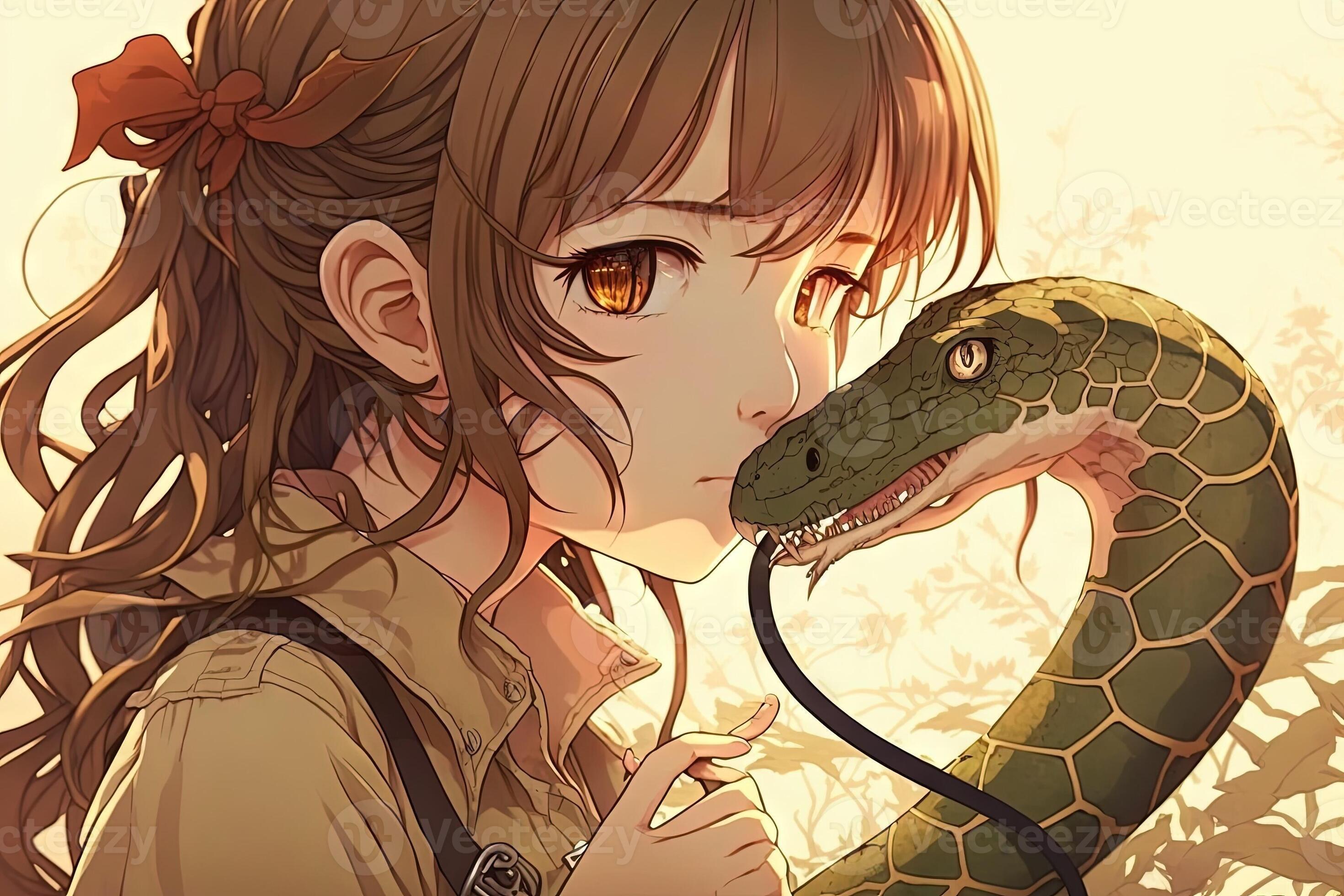 Beautiful girl kissing a snake manga style Anime character illustration  generative ai 23967986 Stock Photo at Vecteezy