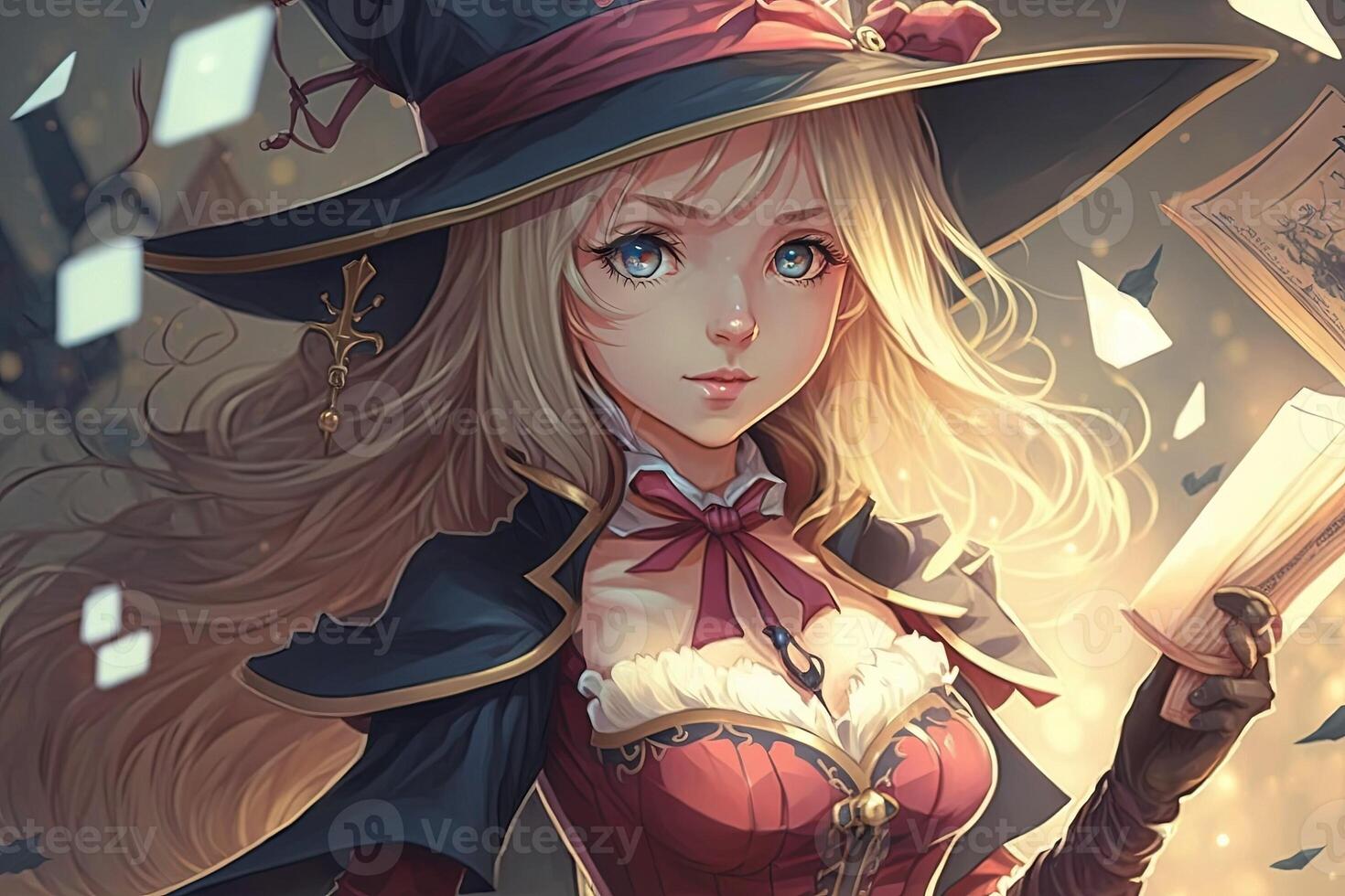 A manga magician beautiful girl, manga style illustration photo
