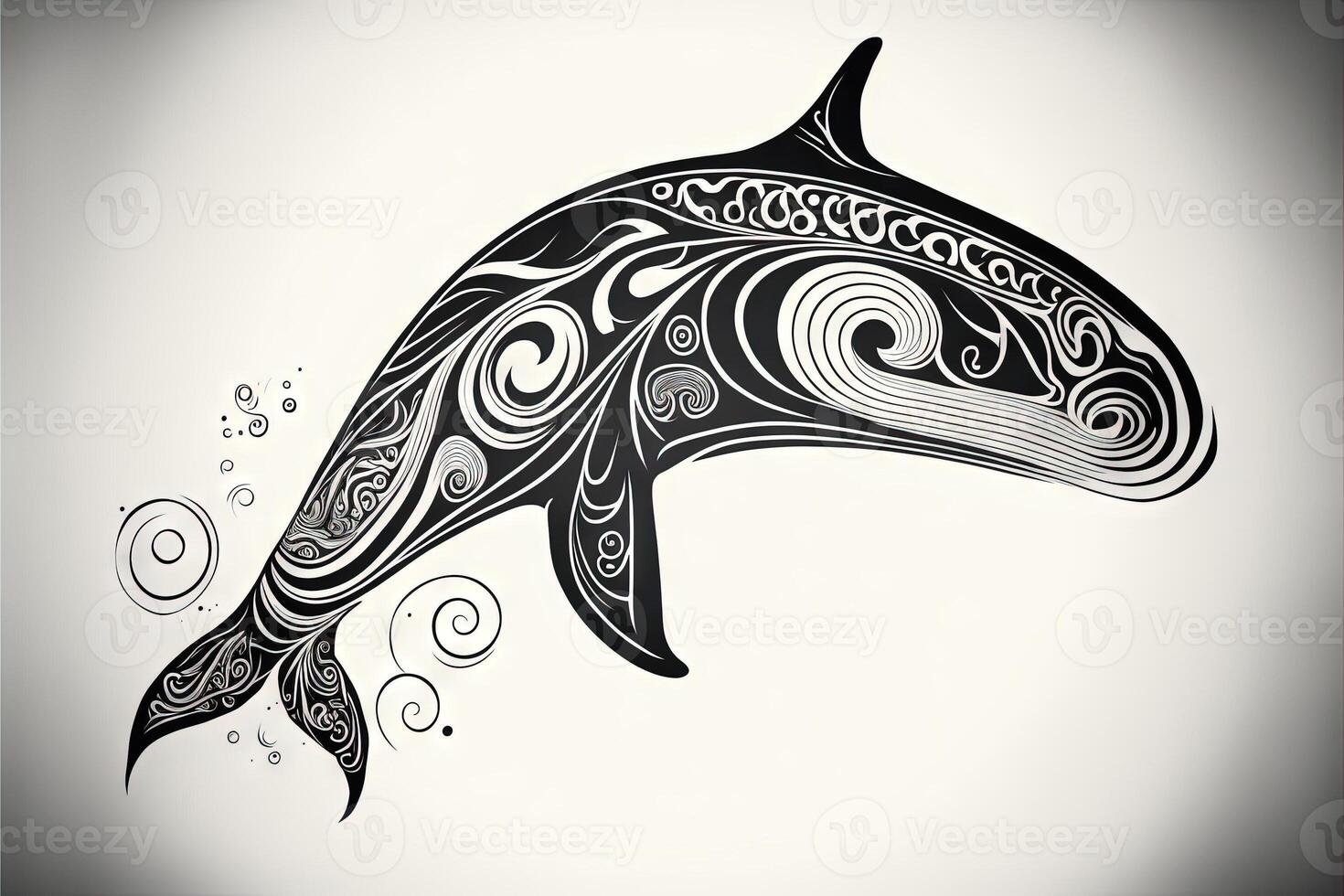 maori tribal whale sketch Polynesian tattoo pattern illustration photo