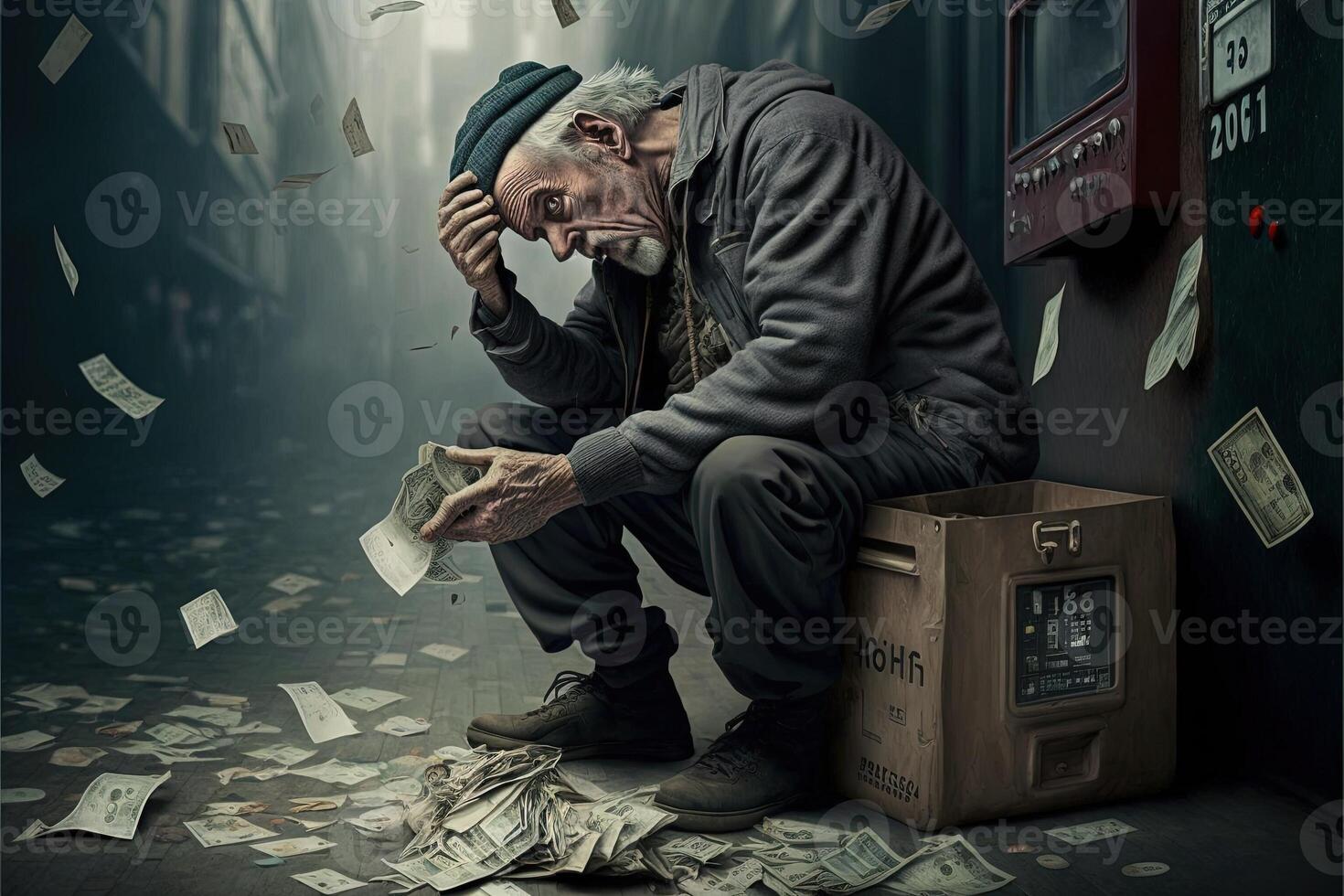 man losing money in crypto value illustration photo