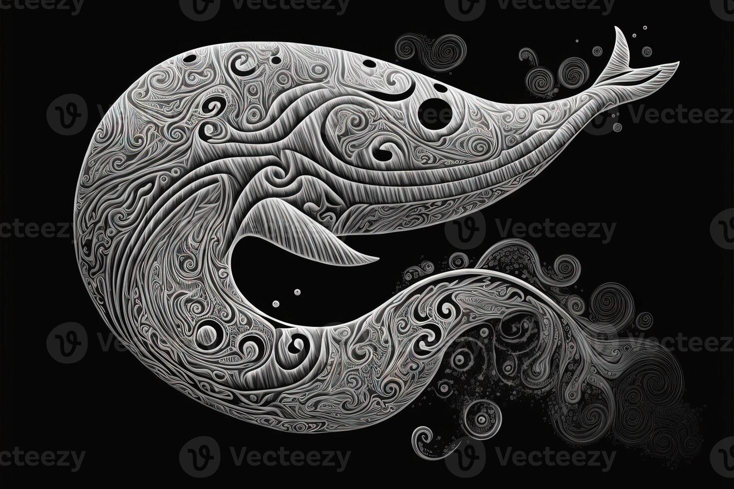 maori tribal whale sketch Polynesian tattoo pattern illustration photo