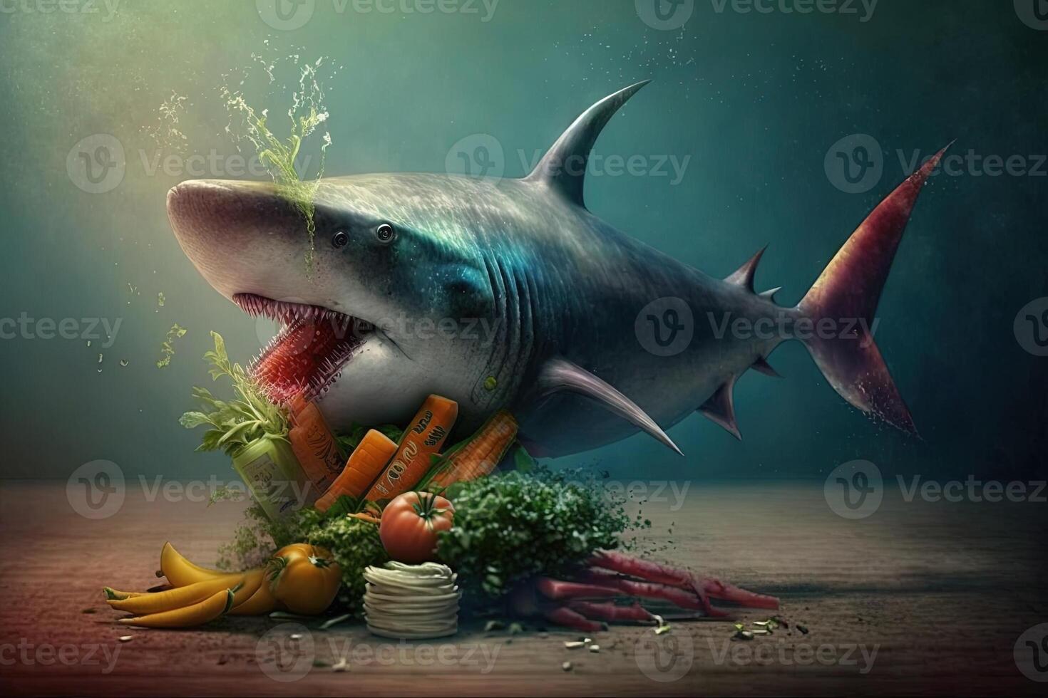 Vegetarian Veggie shark illustration photo