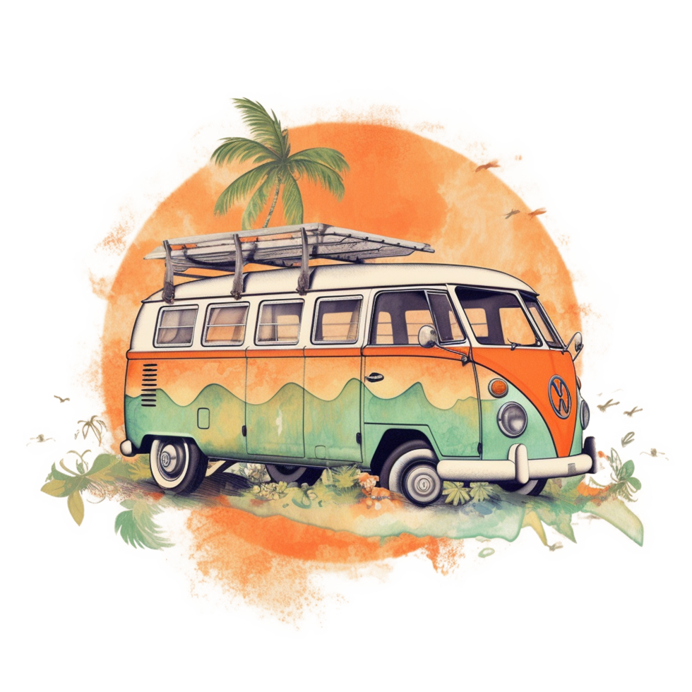 Summer Vacation Watercolor Art, png