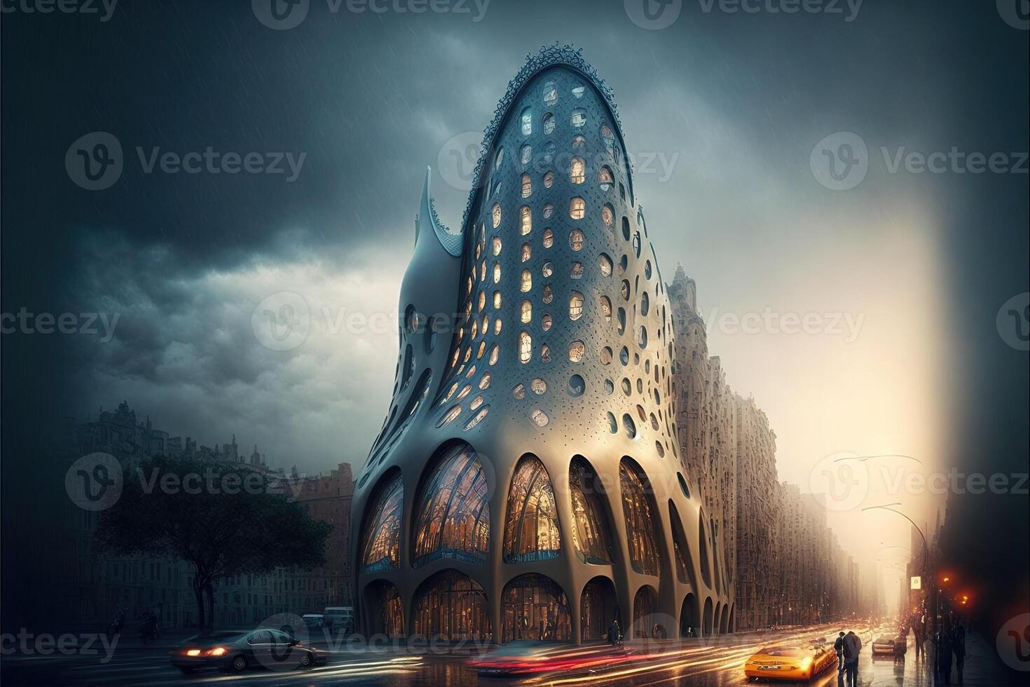 gaudi buildings in new york city illustration photo