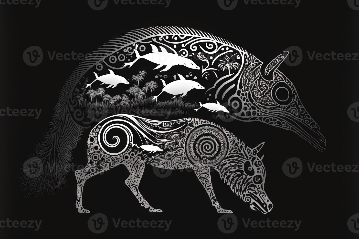 mundo darwin día representando el evolución teoría tribal maorí polinesio bosquejo ilustración generativo ai foto