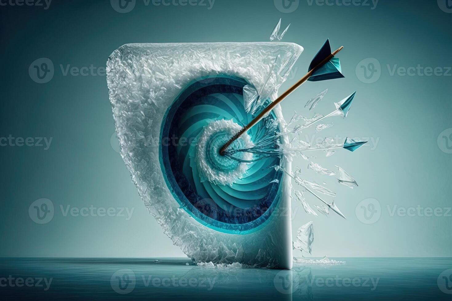 frozen arrow hitting the center of target illustration photo