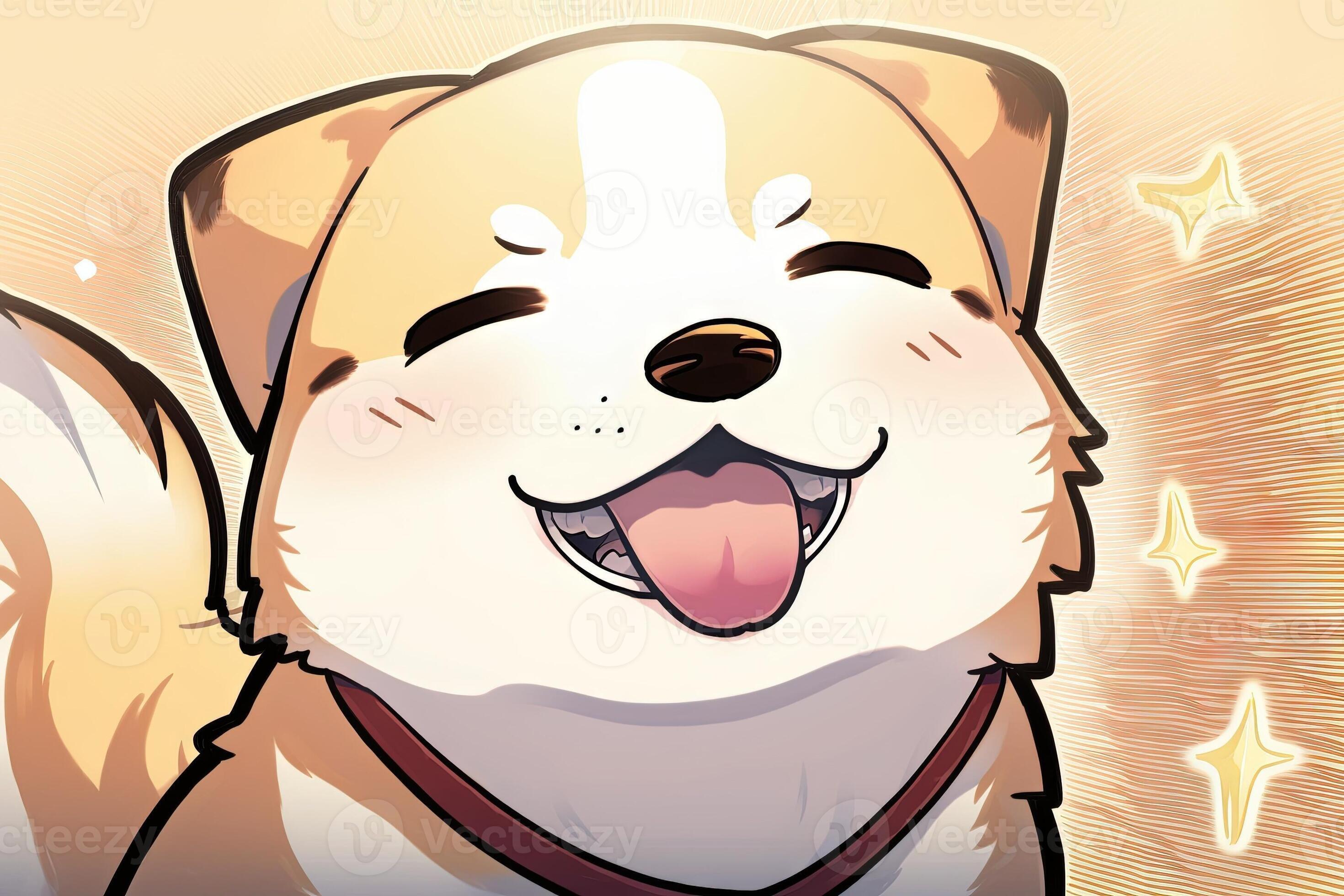 Anime smiling dog eyes closed with happy expression illustration 23968359 Stock Photo at Vecteezy